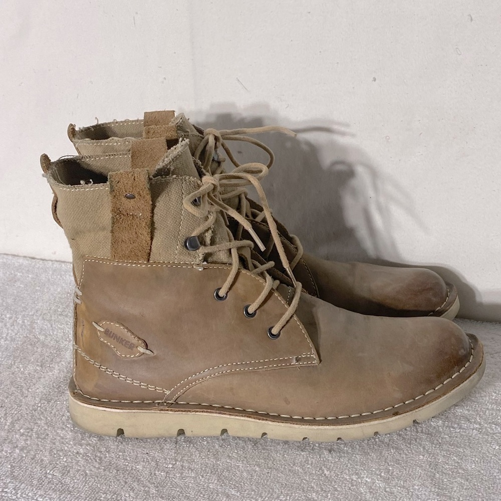 Bunker Beige Tan Lace Up Combat Style Boots 8.5 Utility Streetwear